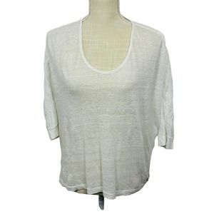 Cabi Waverly Linen Top Dolman Sleeve Style 733 Sheer Aztec Womens Size XS White